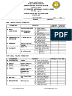 Fitness Test Score Card