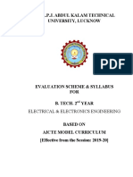 B.tech. 2nd Year Electrical & Electronics AICTE Model Curriculum 2019-20