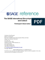 The SAGE International Encyclopedia of Music and Culture: Participant Observation