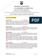 Courses Description - Department of Mechanical Engineering - University of Khartoum