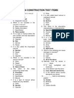 Building Construction Test Items: C. Operator Manual B. Service