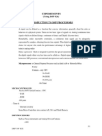 Experiements (Using DSP Kit) Introduction To DSP Processors: Microprocessor