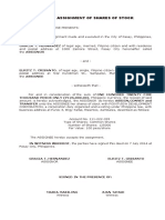 Deed of Assignment of Shares of Stock