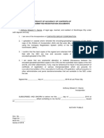 Affidavit of Accuracy of Contents of Submitted Registration Documents