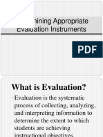 Determining Appropriate Evaluation Instruments REPORT