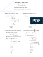 Unit 1 Laplace Transforms 2marks