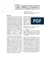 Disminución de La Carga Contaminante Orgánica Del Efluente de Las Cámaras Sépticas Utilizadas en El Tratamiento de Aguas Residuales Domesticas en La Ciudad de Santa Cruz de La Sierra