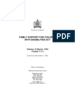 Alberta, Canada Family Support For Children With Disabilities Act 2003