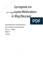 Synopsis On Employee Motivation in Big Bazaar