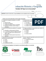 Prueba Unidad 1 Mi Papel en La Comunidad 3 Año Basico