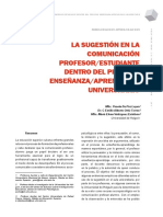 La Sugestión en La Comunicación Profesor/Estudiante Dentro Del Proceso Enseñanza/Aprendizaje Universitario