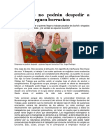 Empresas No Podrán Despedir A Quienes Lleguen Borrachos