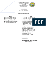 Boys Girls 1. Cadiente, John Rey E. 2. Castor, Gerald Paul B. 3. Blabagno, Khyle T. 4. Morales, Francis John L. 5. Torento, James Bryan