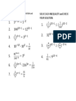 Exponential Equation and Inequality Activity