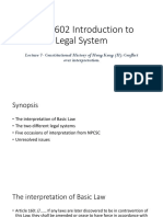 DSS12602 Introduction To Legal System: Lecture 7-Constitutional History of Hong Kong (II) : Conflict Over Interpretation