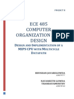 ECE 485 Computer Organization and Design: D I Mips CPU M D