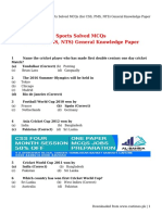 Sports Solved MCQs (For CSS, PMS, NTS) General Knowledge Paper