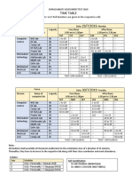 Time Table: ( Start' To End' Roll Numbers Are Given in The Respective Cell)