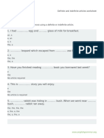 Definite and Indefinite Articles Worksheet: An, A A, An A, A The, A