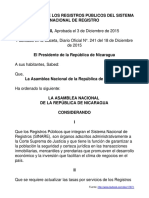 Ley 920. Ley de Aranceles Del Registro Público de Nicaragua