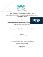 Planeación Financiera para Mejorar La Rentabilidad en Una Empresa de Servicios