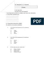 Prueba de Historia Planos y Puntos Cardinales