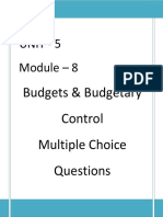 Unit 5 Module - 8: Budgets & Budgetary Control Multiple Choice Questions