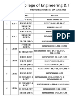 CIA 1 Seating 2018-19 Even Sem