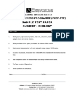 Sample Test Paper Subject: Biology: Faculty Training Programme (PCCP-FTP