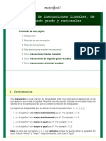 Inecuaciones Lineales, de Segundo Grado y Racionales