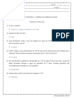 Atividade de Matematica Unidade de Medida Volume 4º Ou 5º Ano Gabarito