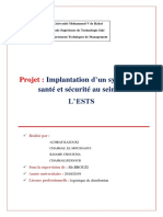 Projet D'implantation D'un Systéme de Santé Et Sécurité À EST