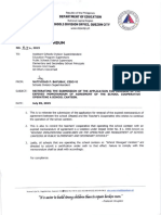 No. 87 Division Memorandum - Reiterating The Submission of The Application For Renewal of The Expired Memorandum of Agreement of The School Cooperative Operating A School Canteen