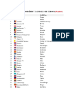 Listado Con Los Países y Capitales de Europa