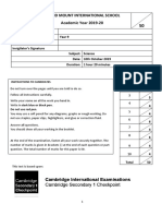 Science Year 9 (October 2019)