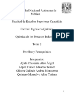 UNAM. FESC. Ingeniería Química. Química de Los Procesos Industriales. Petróleo y Petroquímica. Equipo 2 PDF