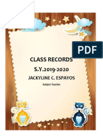 Class Records S.Y.2019-2020: Jackyline C. Espayos