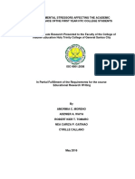 Environmental Stressors Affecting The Academic Performance Ofthe First Year HTC College Students