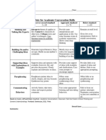 Rubric For Academic Conversation Skills