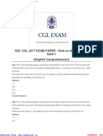 SSC CGL Tier 1 Papers 08 Aug 2017 Shift 1 English Comprehension