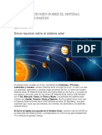 Pequeño Resumen Sobre El Sistema Solar y Sus Partes PDF