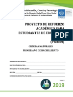 Primera Prueba de Avance de Ciencias Naturales-Primer Año de Bachillerato 2019 PDF