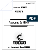 Solutions AIATS FDN2020 Test-2 Class IX (Code-ABC) (13!10!2019)