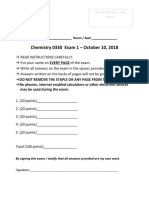 Chemistry 0330 Exam 1 - October 10, 2018: Read Instructions Carefully