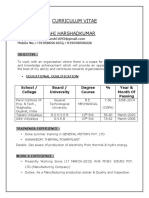 Curriculum Vitae Patel Himanshi Harshadkumar: School / College Board / University Degree Course % Year & Month of Passing