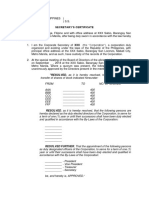 Secretary Certificate - Transfer of Shares