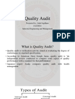 Quality Audit: Presented By:-Sahil Jagdhane 214218011 Industrial Engineering and Management