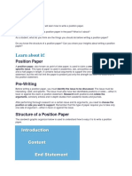 Lesson Guide On Position Paper