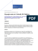 Hypoglycemia in Critically Ill Children: J Diabetes Sci Technol