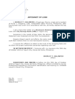 Affidavit of Loss - Disclosure Statement Salantes